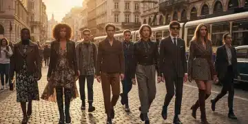 People on a city street displaying diverse alternative footwear styles, from chunky boots to elegant loafers, reflecting 2026 street fashion trends.