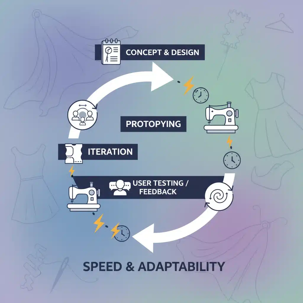 Continuous feedback loop in agile fashion development process.