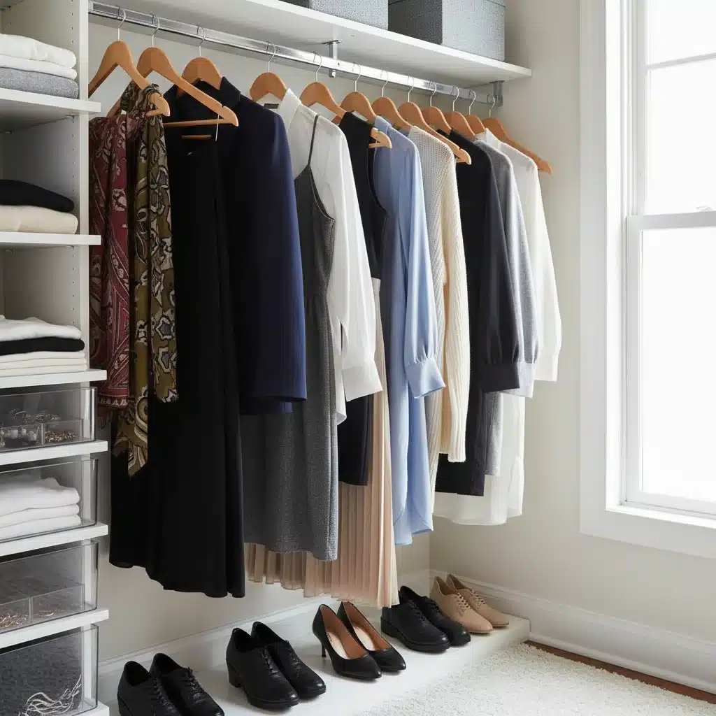 Organized capsule professional wardrobe with versatile clothing