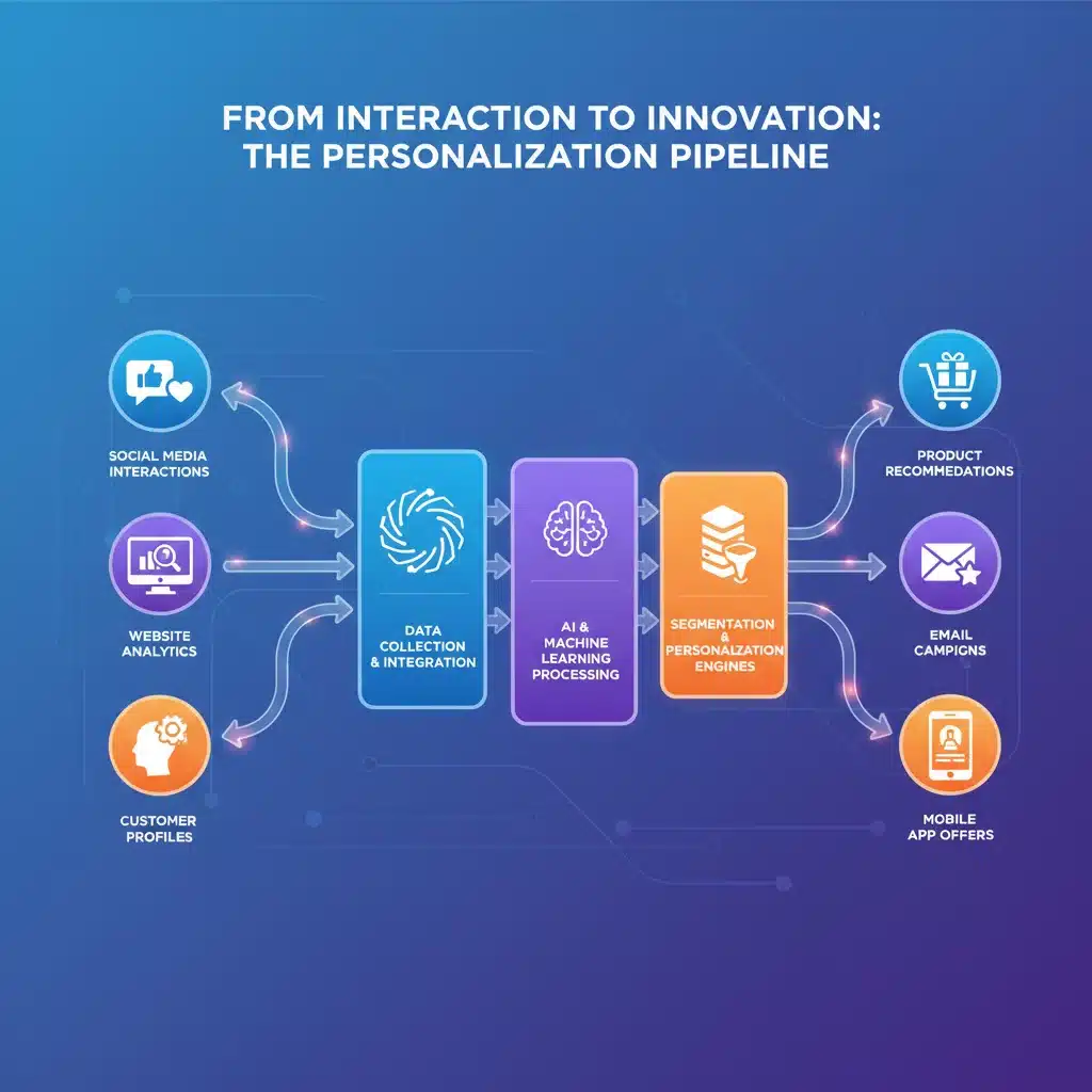Infographic showing data flow to personalized product recommendations