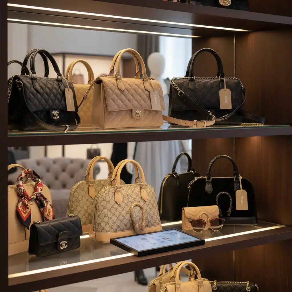 Assortment of luxury designer handbags and accessories available for rent.