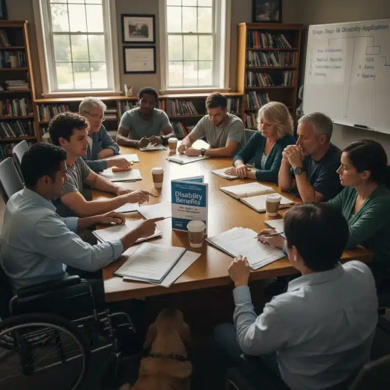 People discussing disability benefits application forms for 2026