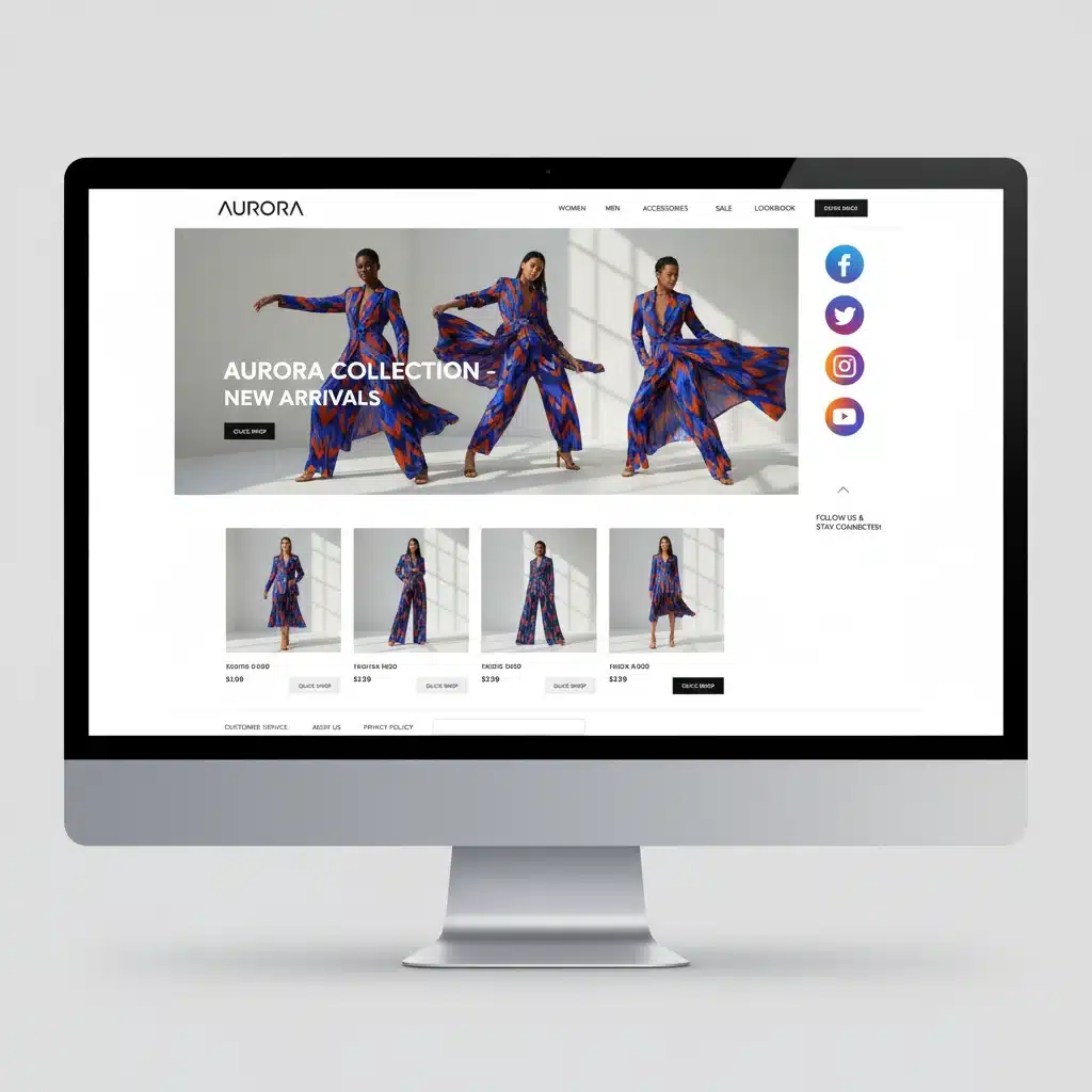 E-commerce website showcasing new fashion collection with digital marketing elements