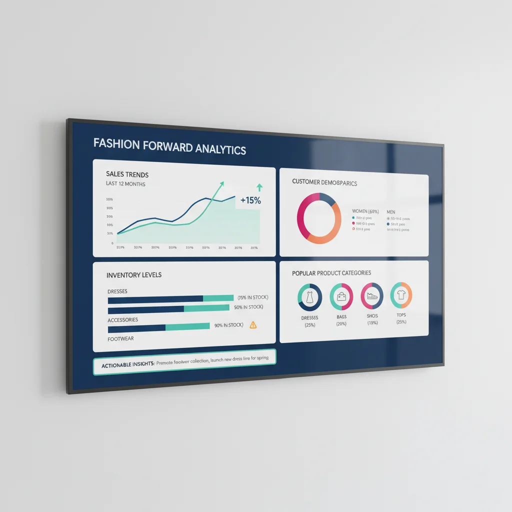 Fashion analytics dashboard showing sales trends and inventory