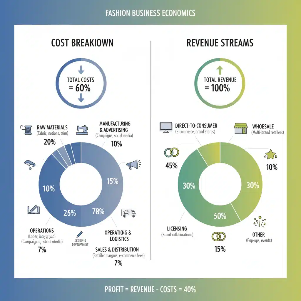 Infographic showing fashion business cost and revenue breakdown