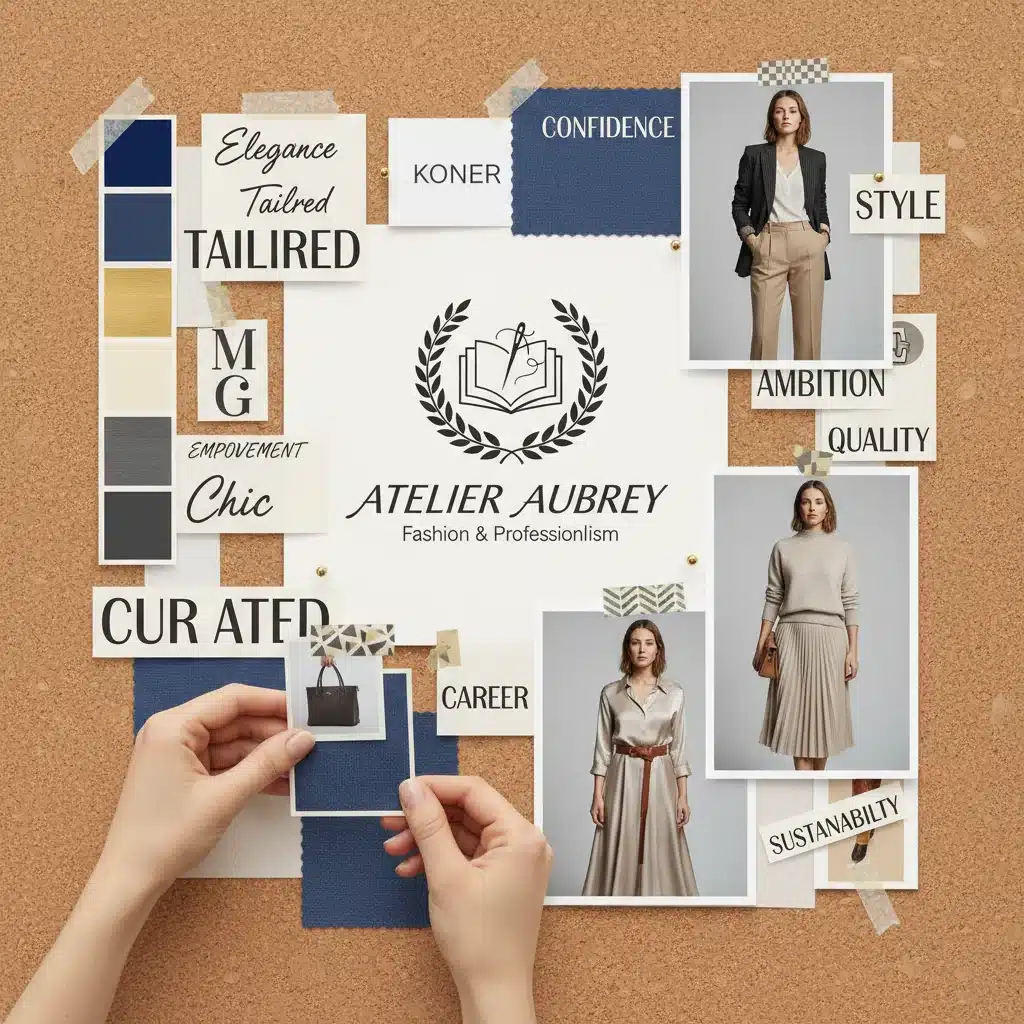 Creative mood board for developing a strong personal brand in fashion