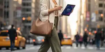 Professional woman in fashion confidently building her personal brand in a city