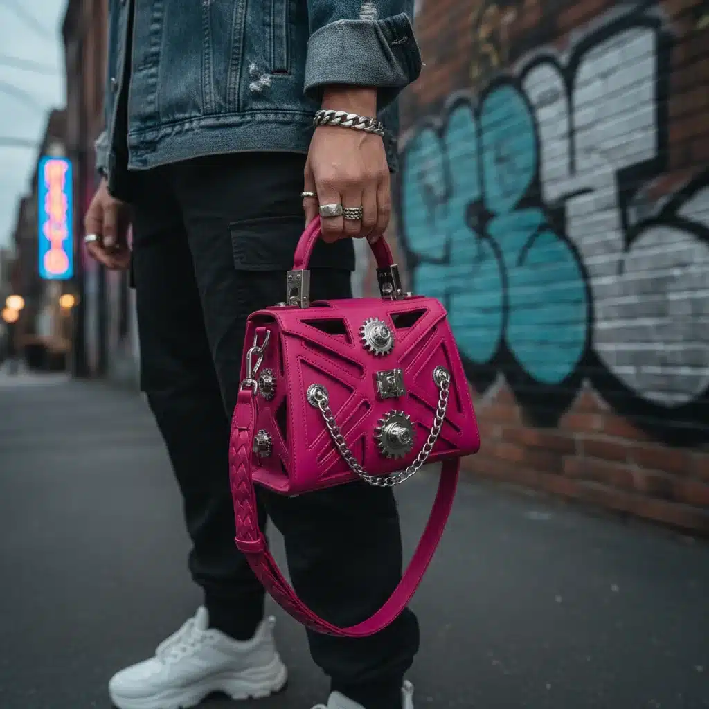 Detailed view of a fashionable mini-bag, a key street style accessory