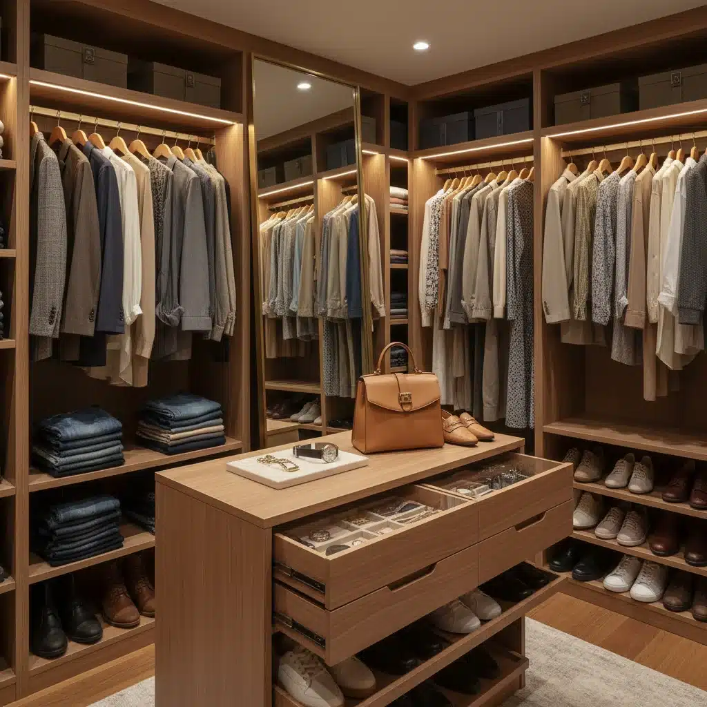 Organized wardrobe with versatile, high-quality clothing