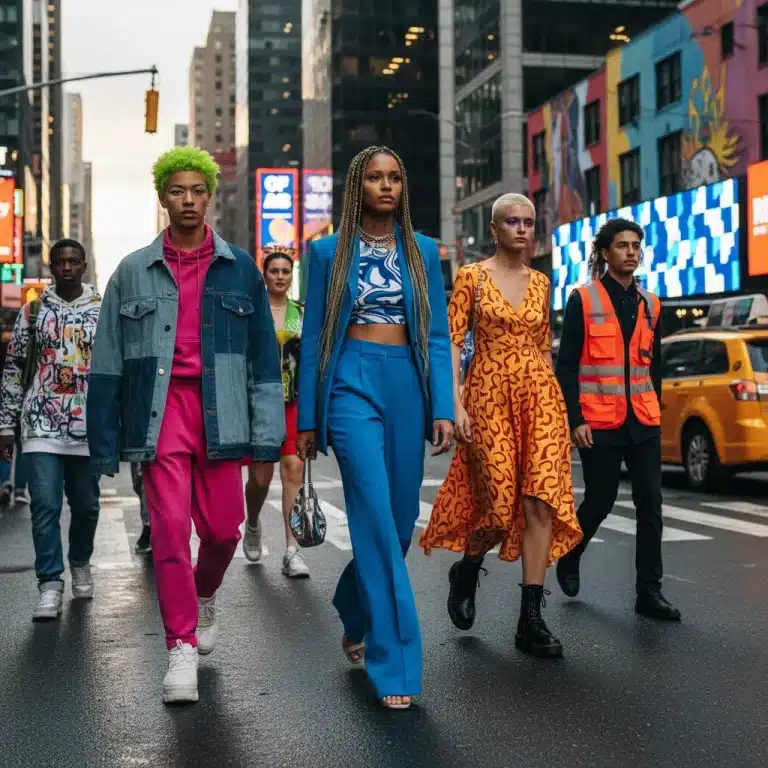 Diverse models display vibrant street style hair and makeup trends 2026