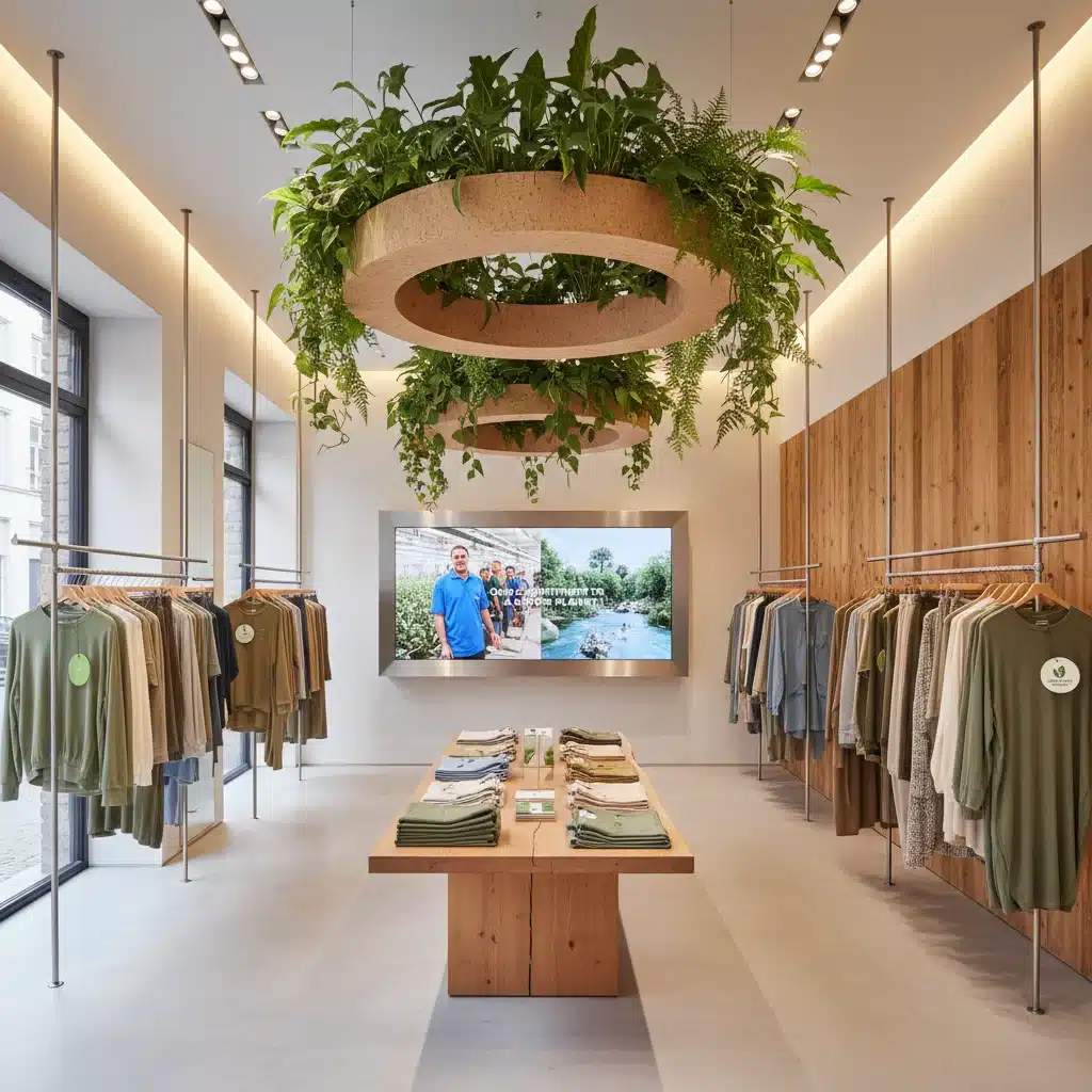 Sustainable fashion retail store emphasizing eco-friendly practices and ethical sourcing