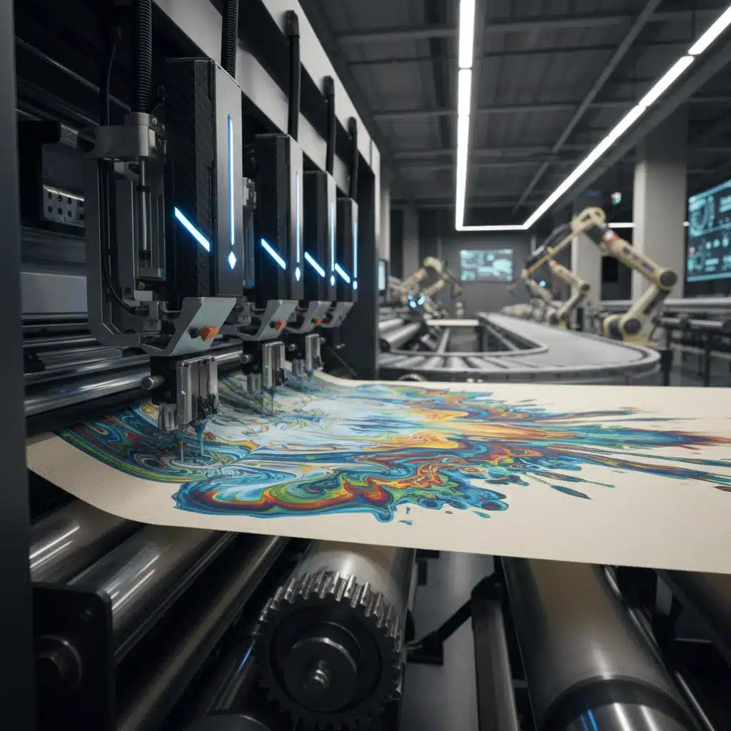 Advanced textile printing machine customizing fabric for on-demand fashion production.